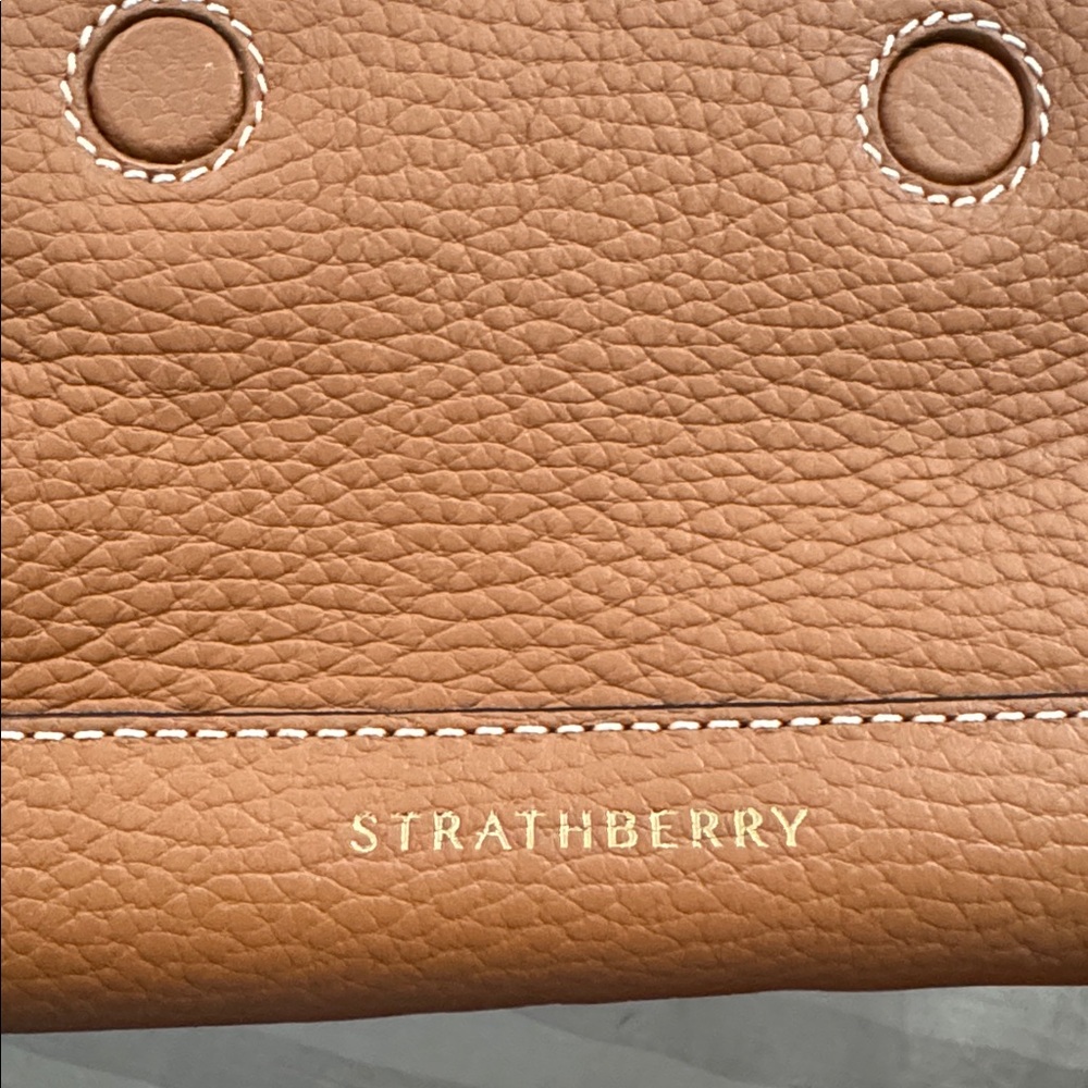 Strathberry Mosaic Nano Leather Mini Tote in tan with vanilla stitching NWT - Picture 12 of 17